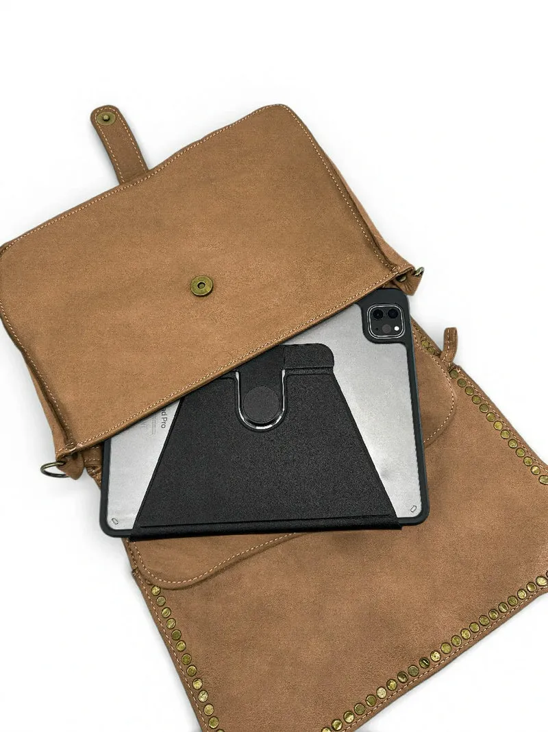 Sac besace en cuir vintage MISS K Taupe