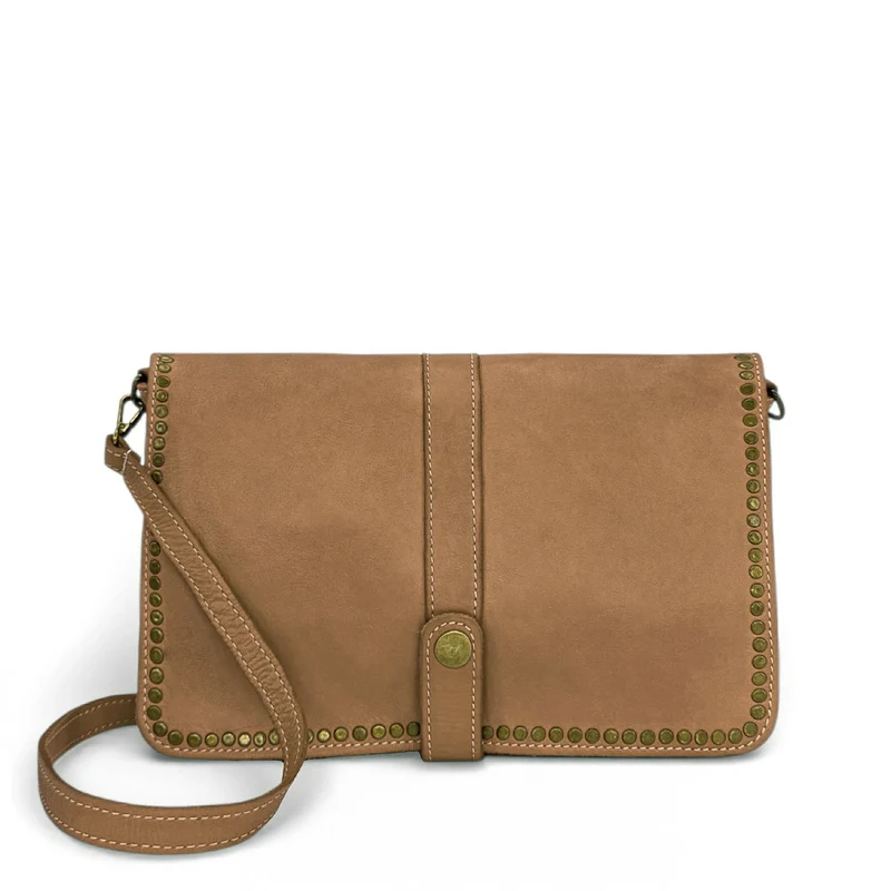 Sac besace en cuir vintage MISS K Taupe