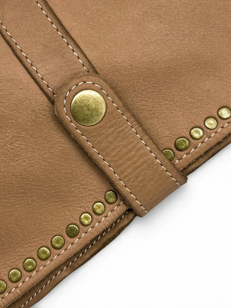 Sac besace en cuir vintage MISS K Taupe