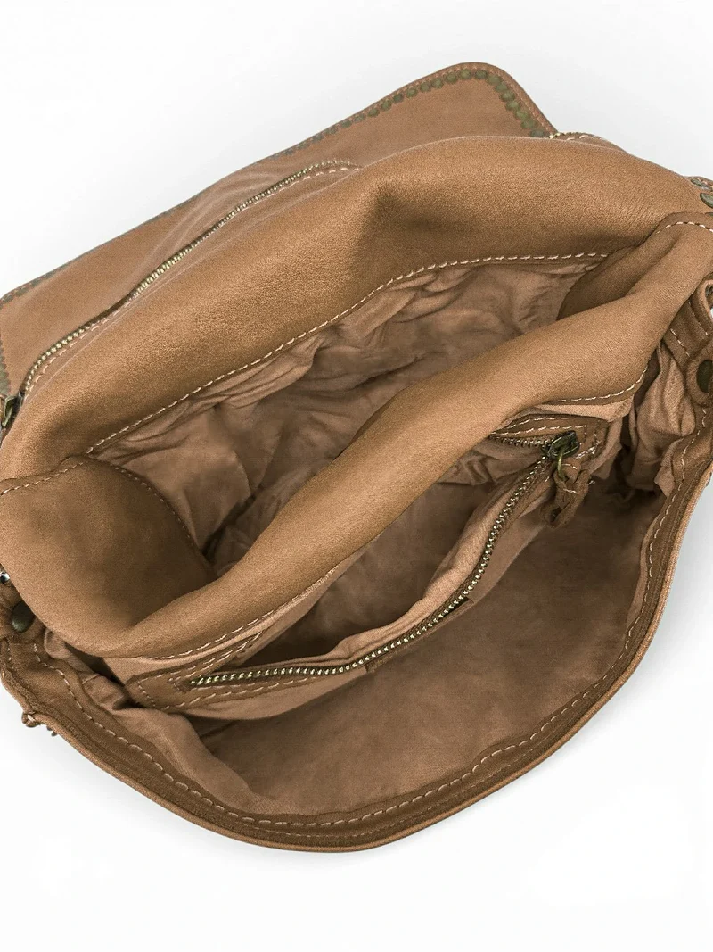 Sac besace en cuir vintage MISS K Taupe