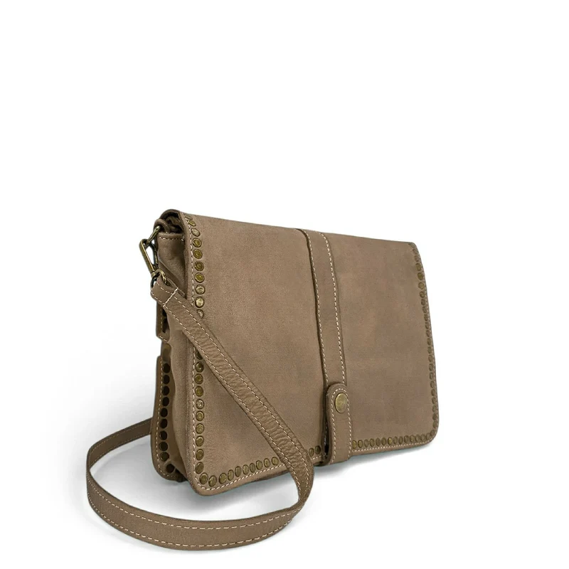 Sac besace en cuir vintage MISS K Taupe foncé