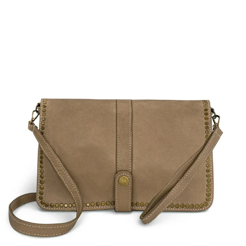 Sac besace en cuir vintage MISS K Taupe foncé