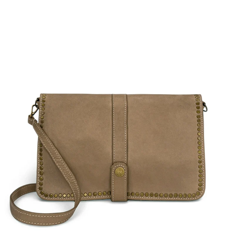 Sac besace en cuir vintage MISS K Taupe foncé