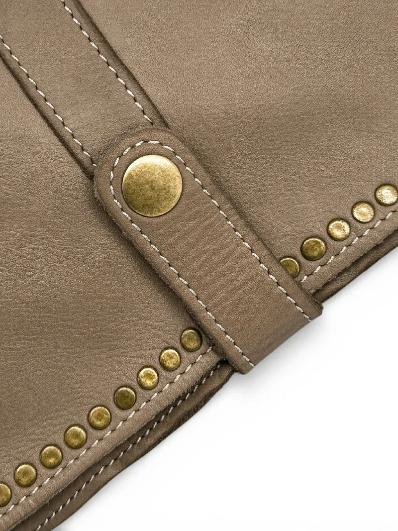Sac besace en cuir vintage MISS K Taupe foncé