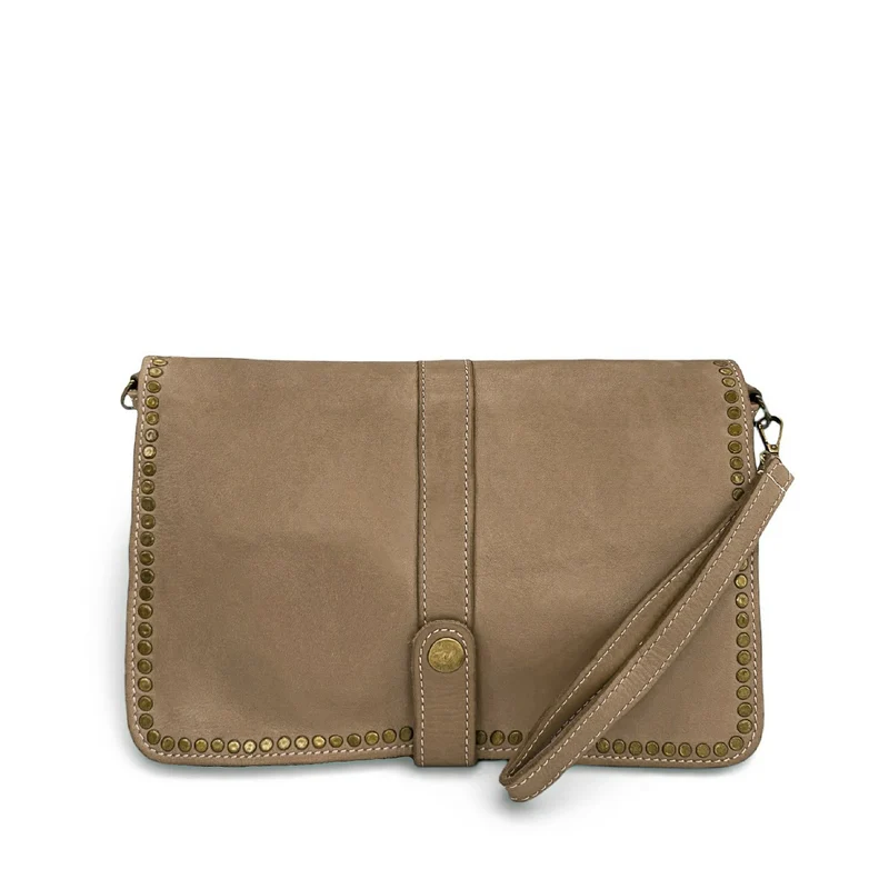 Sac besace en cuir vintage MISS K Taupe foncé