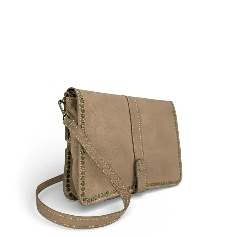 Sac besace en cuir vintage MISS K Taupe clair