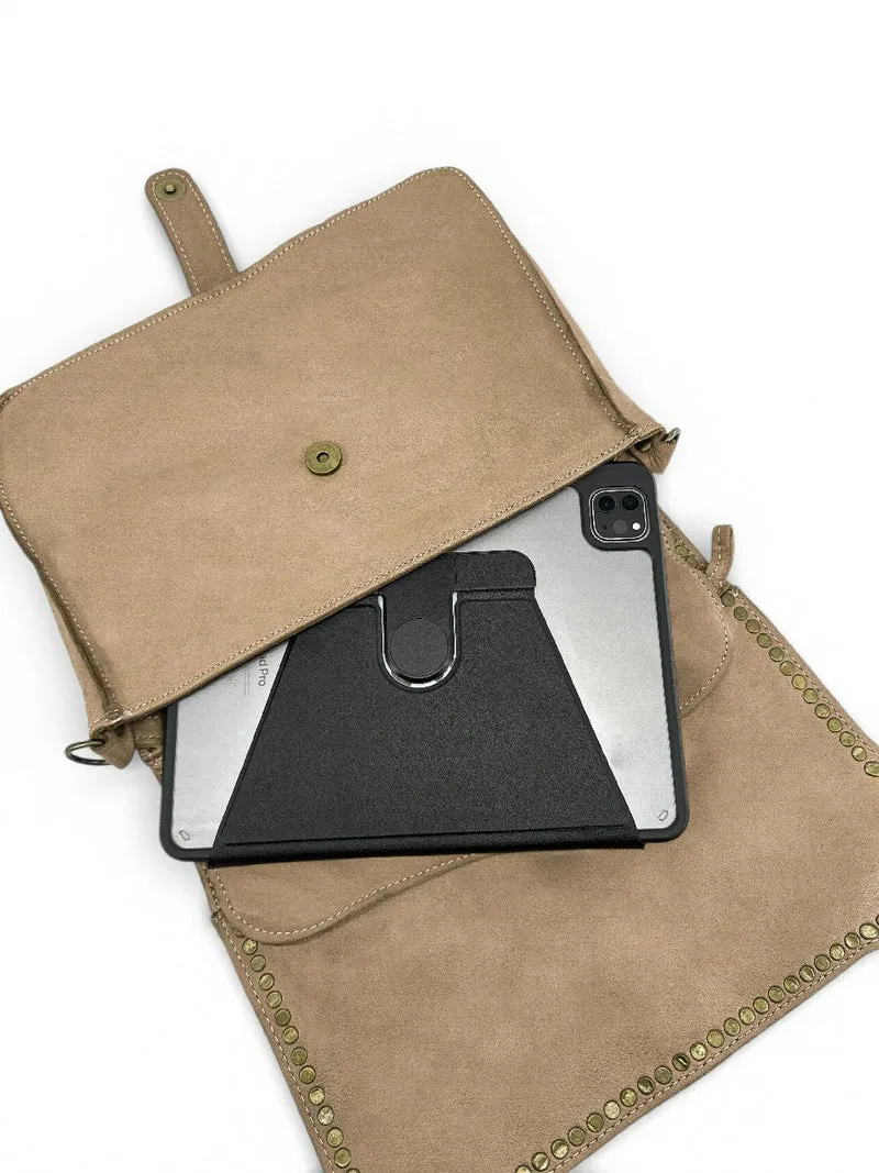 Sac besace en cuir vintage MISS K Taupe clair