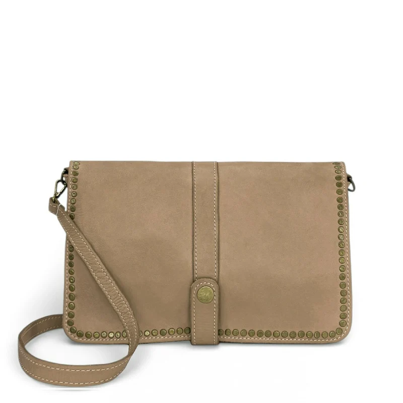 Sac besace en cuir vintage MISS K Taupe clair