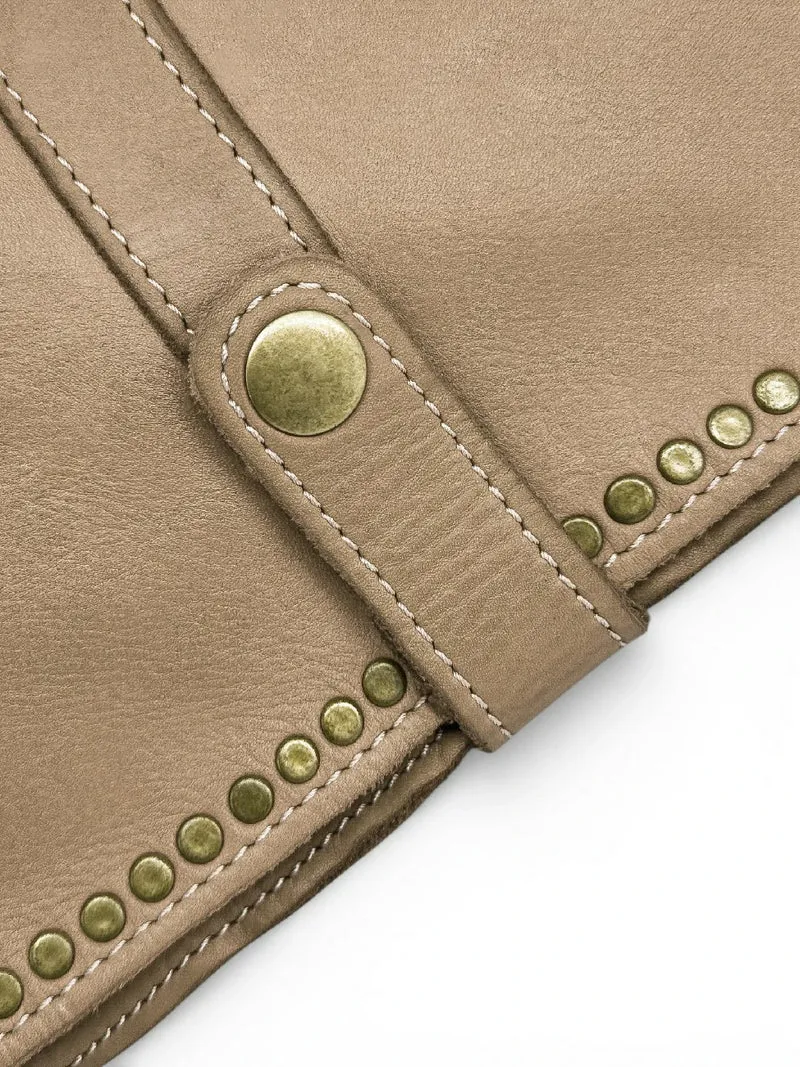 Sac besace en cuir vintage MISS K Taupe clair