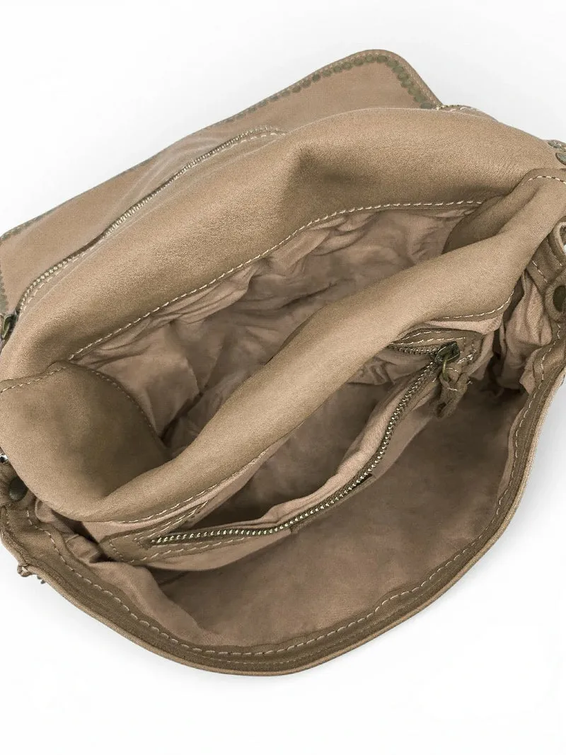 Sac besace en cuir vintage MISS K Taupe clair