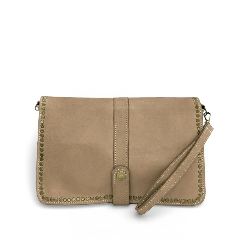 Sac besace en cuir vintage MISS K Taupe clair