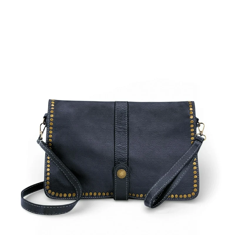 Sac besace en cuir vintage MISS K Bleu marine