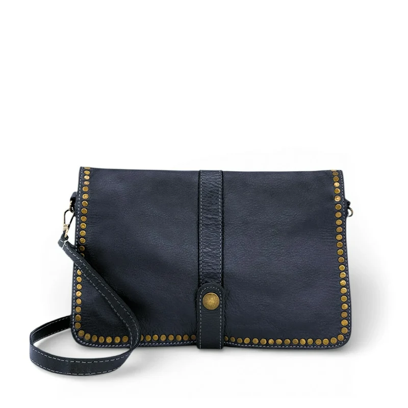 Sac besace en cuir vintage MISS K Bleu marine