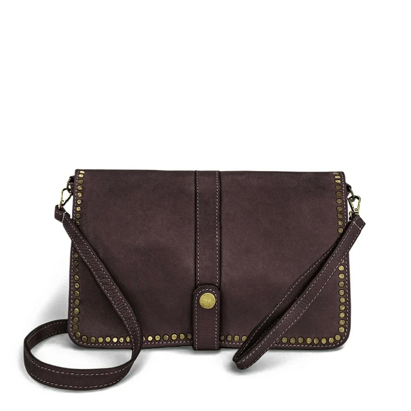 Sac besace en cuir vintage MISS K Marron Chocolat