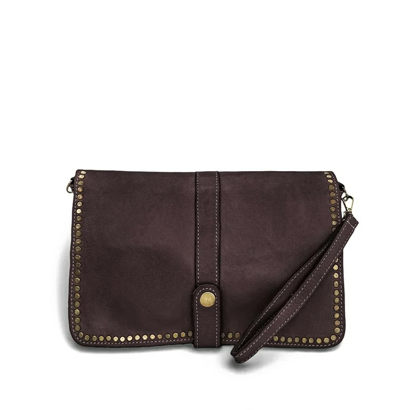 Sac besace en cuir vintage MISS K Marron Chocolat