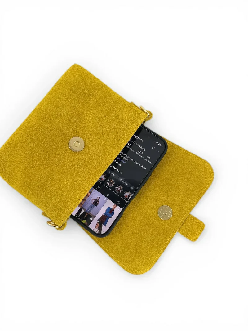 Micro-sac en daim BERLINGOT SUEDE Soft jaune