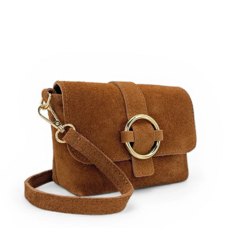 Micro-sac en daim BERLINGOT SUEDE Marron camel foncé