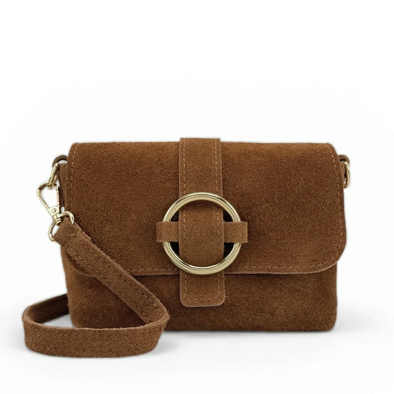 Micro-sac en daim BERLINGOT SUEDE Marron camel foncé