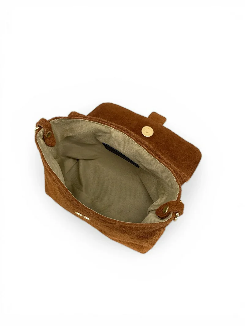 Micro-sac en daim BERLINGOT SUEDE Marron camel foncé