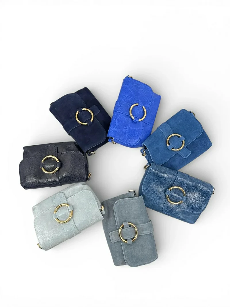Micro-sac en daim BERLINGOT SUEDE Bleu pastel