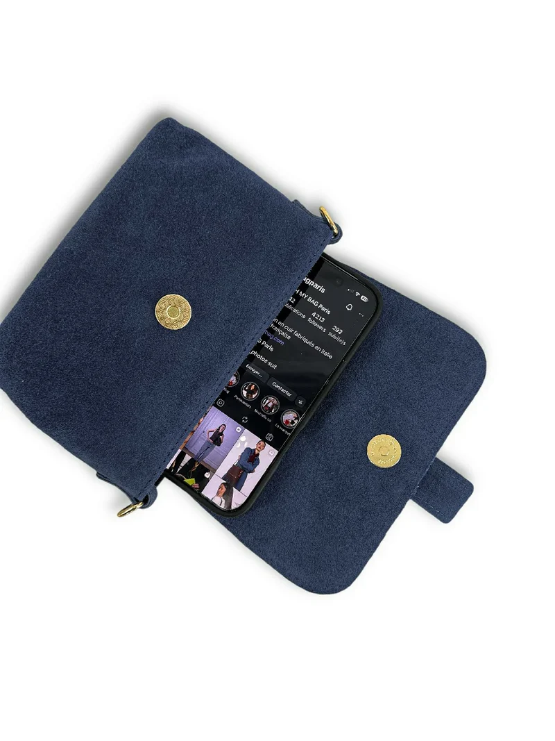 Micro-sac en daim BERLINGOT SUEDE Bleu marine