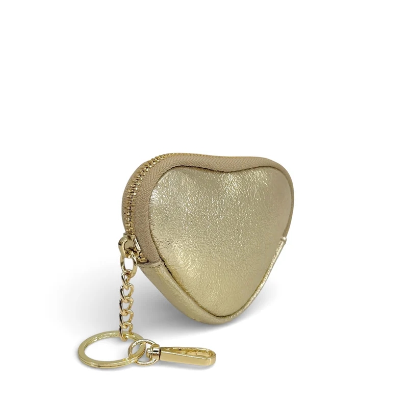 Porte-monnaie porte-clés en cuir irisé SWEETIE Or pâle