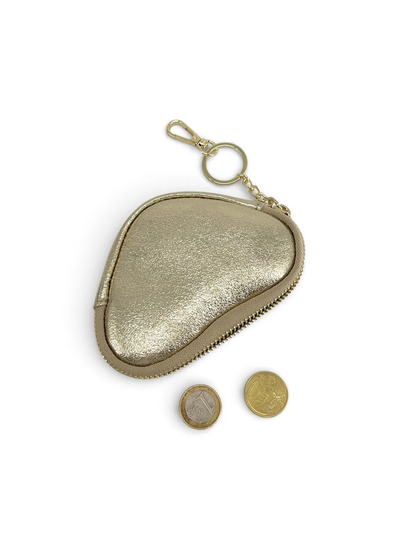 Porte-monnaie porte-clés en cuir irisé SWEETIE Or pâle