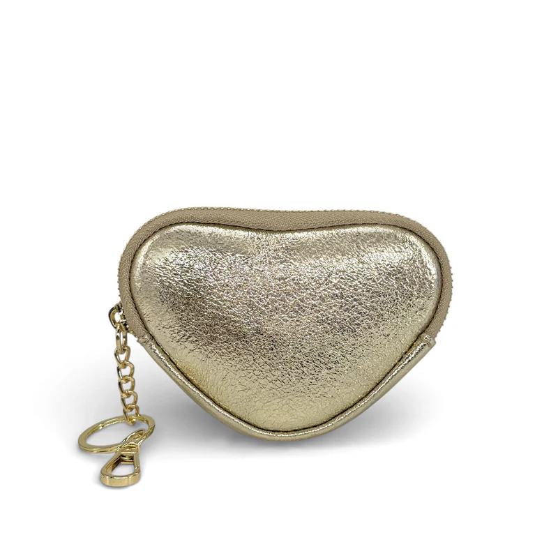 Porte-monnaie porte-clés en cuir irisé SWEETIE Or pâle