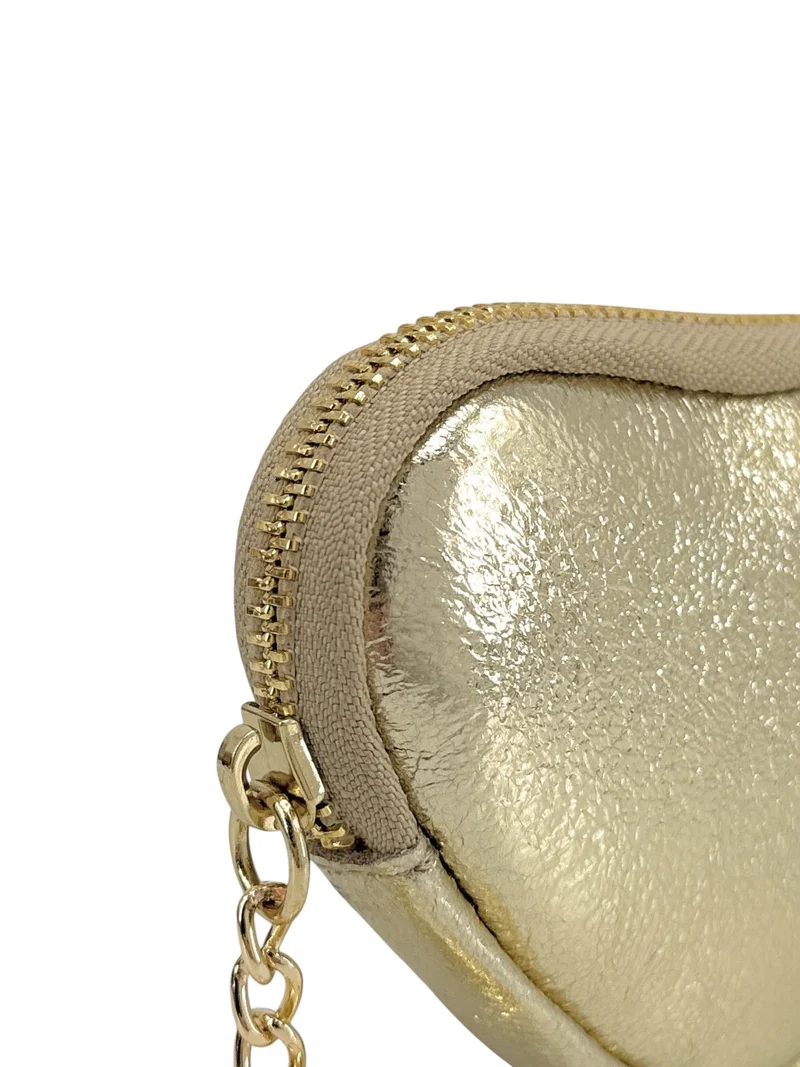Porte-monnaie porte-clés en cuir irisé SWEETIE Or pâle