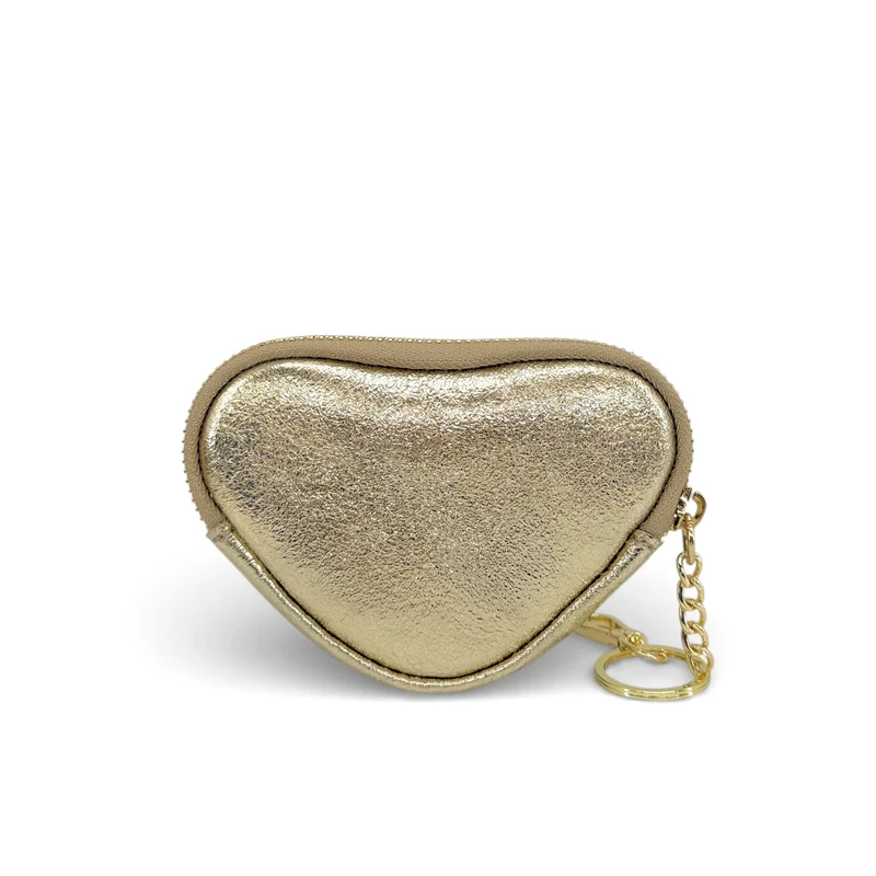 Porte-monnaie porte-clés en cuir irisé SWEETIE Or pâle