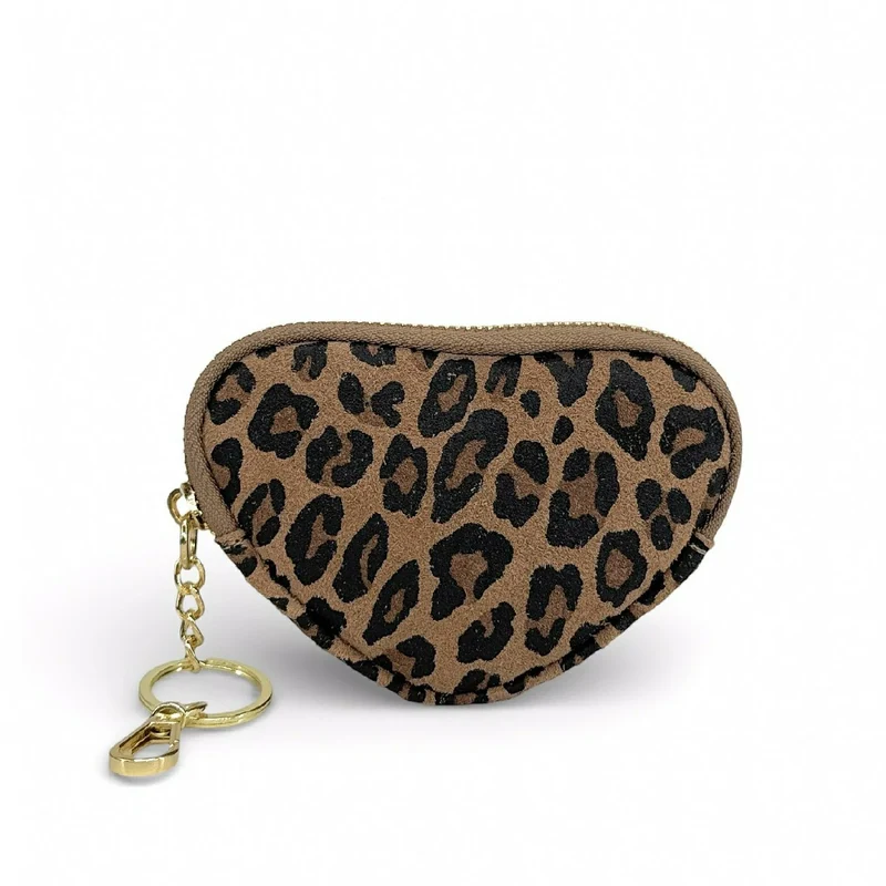 Porte-monnaie porte-clés en cuir à motifs SWEETIE Léopard