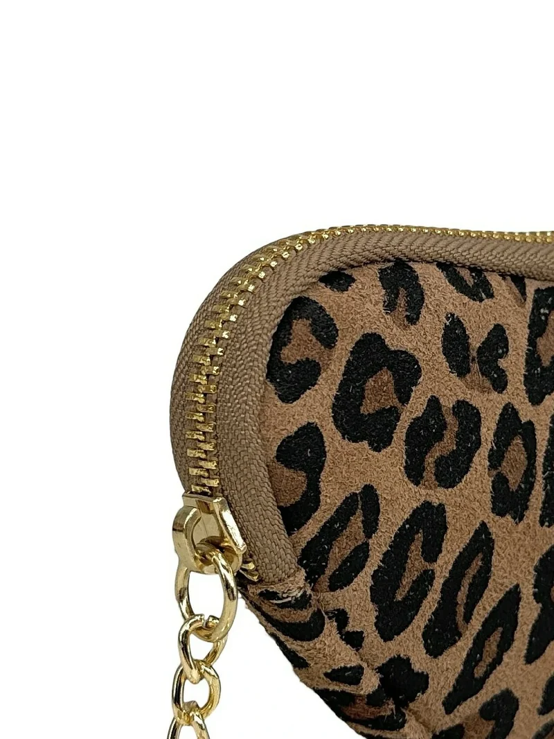 Porte-monnaie porte-clés en cuir à motifs SWEETIE Léopard