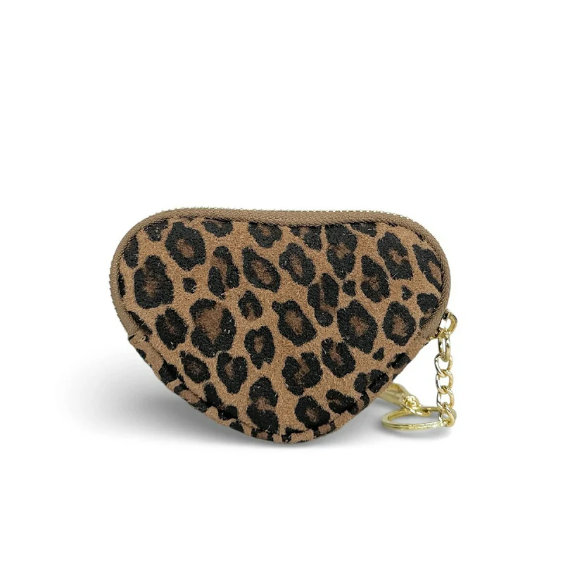 Porte-monnaie porte-clés en cuir à motifs SWEETIE Léopard