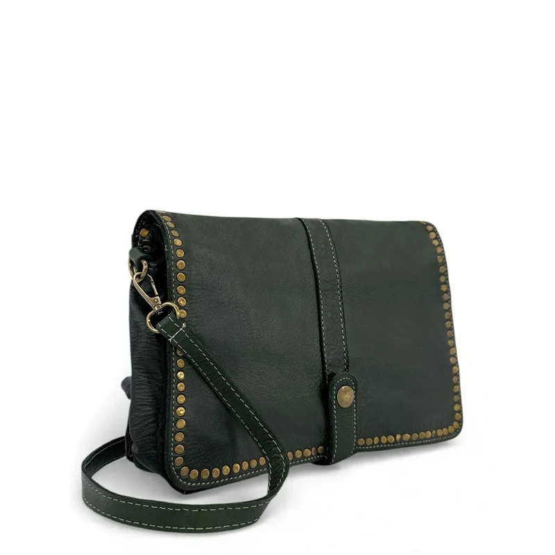Sac besace en cuir vintage MISS K Vert forêt