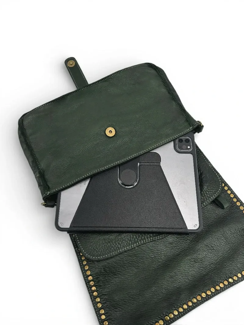 Sac besace en cuir vintage MISS K Vert forêt
