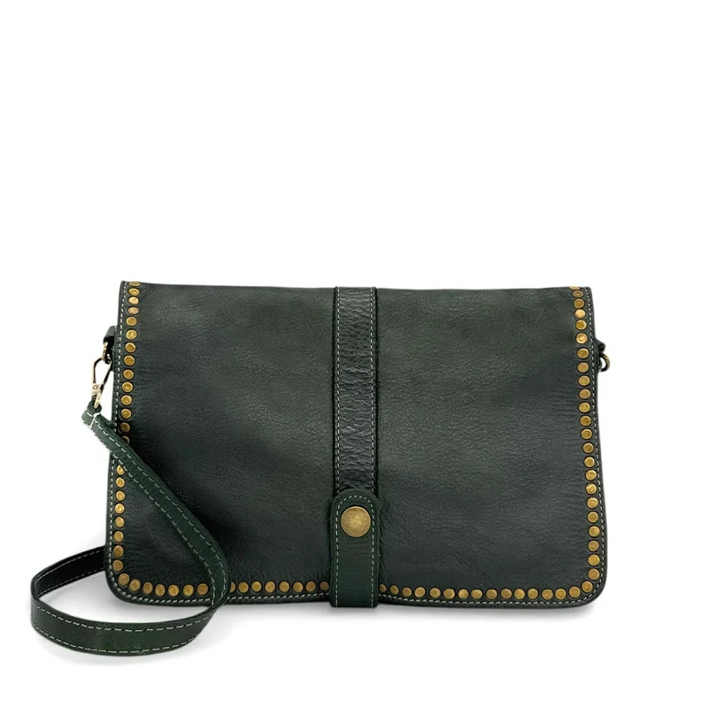 Sac besace en cuir vintage MISS K Vert forêt
