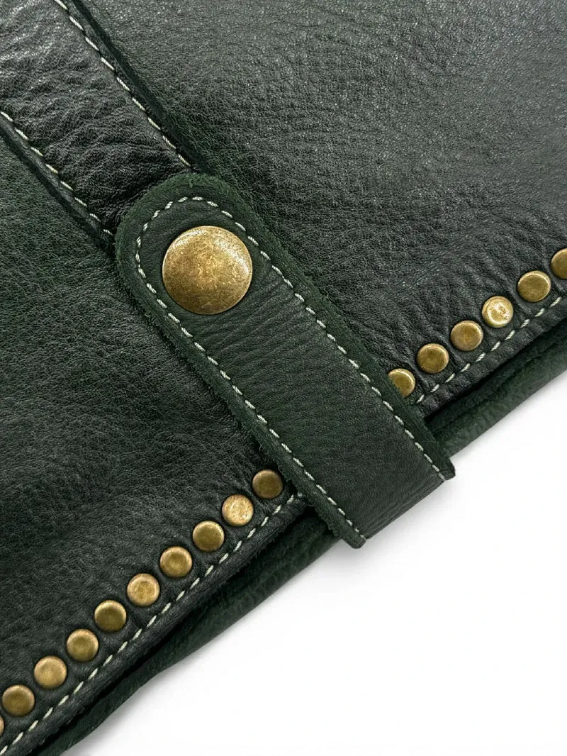 Sac besace en cuir vintage MISS K Vert forêt