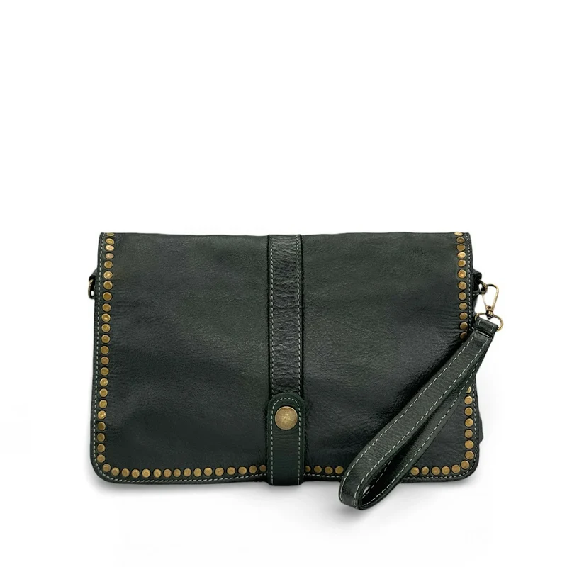 Sac besace en cuir vintage MISS K Vert forêt