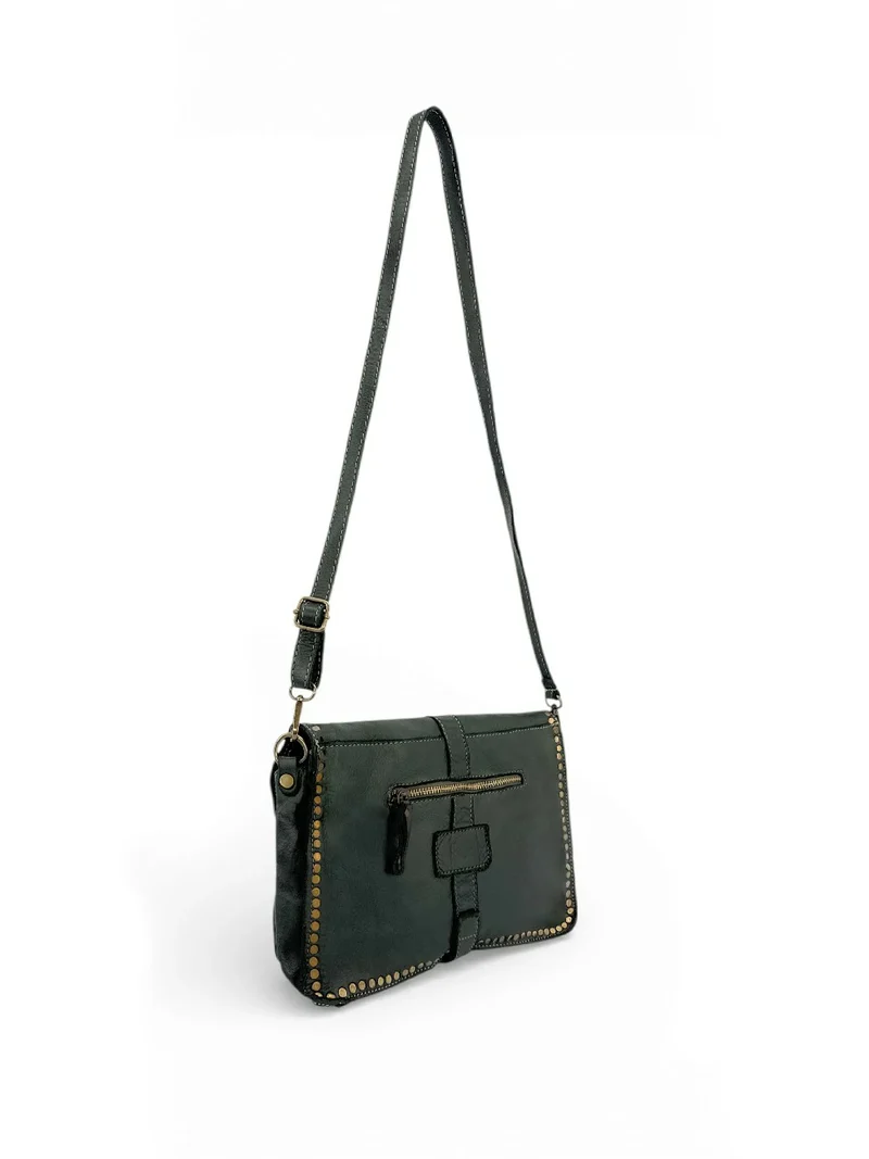 Sac besace en cuir vintage MISS K Vert forêt