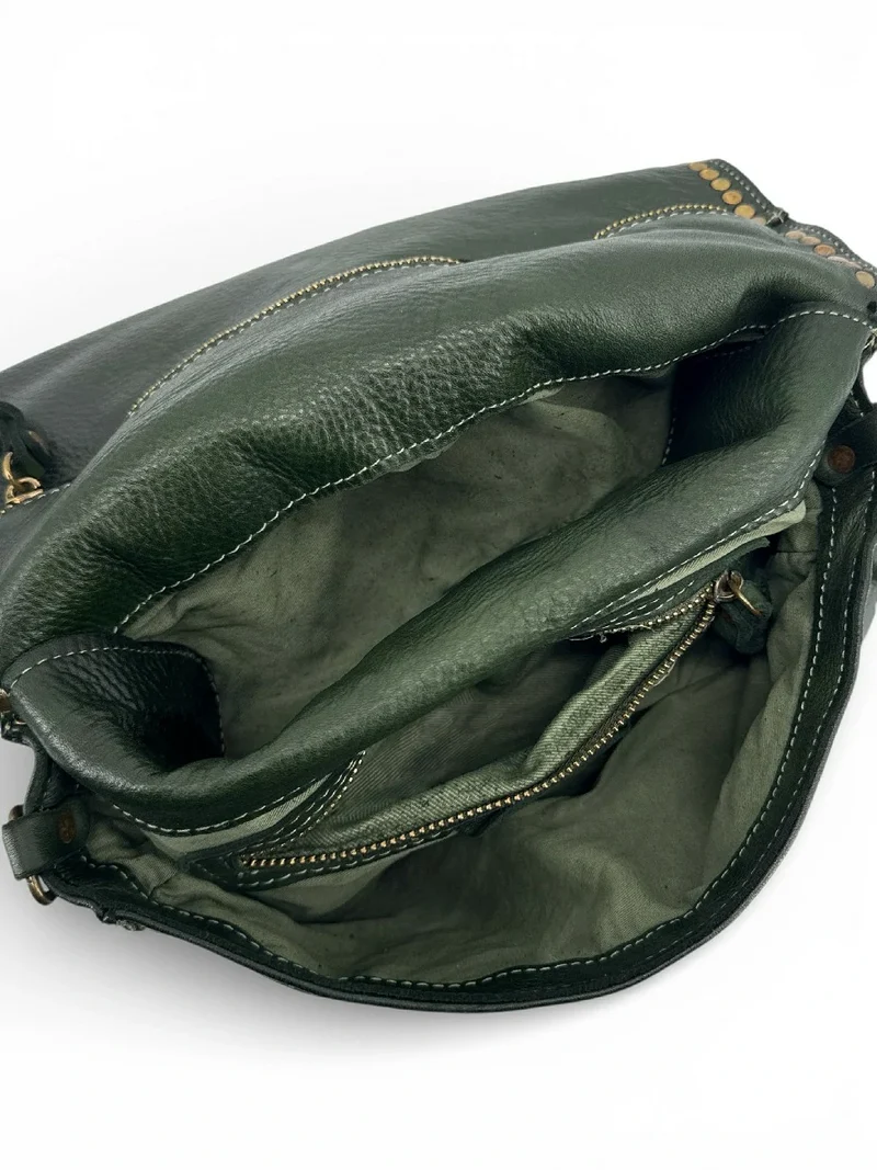 Sac besace en cuir vintage MISS K Vert forêt