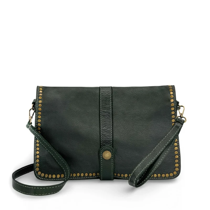 Sac besace en cuir vintage MISS K Vert forêt