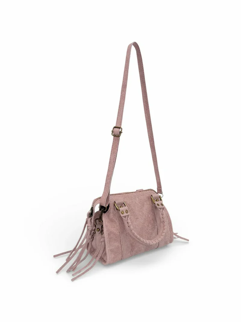 Mini-sac bowling en cuir mat brossé SANDSTORM MINI Rose pastel