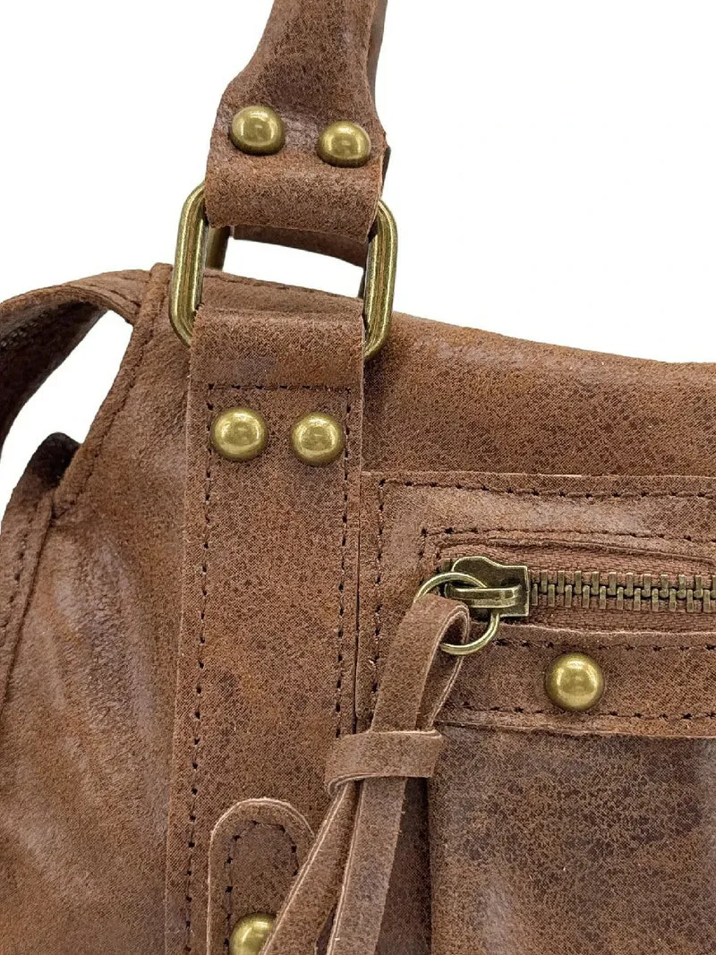 Mini-sac bowling en cuir mat brossé SANDSTORM MINI Cannelle