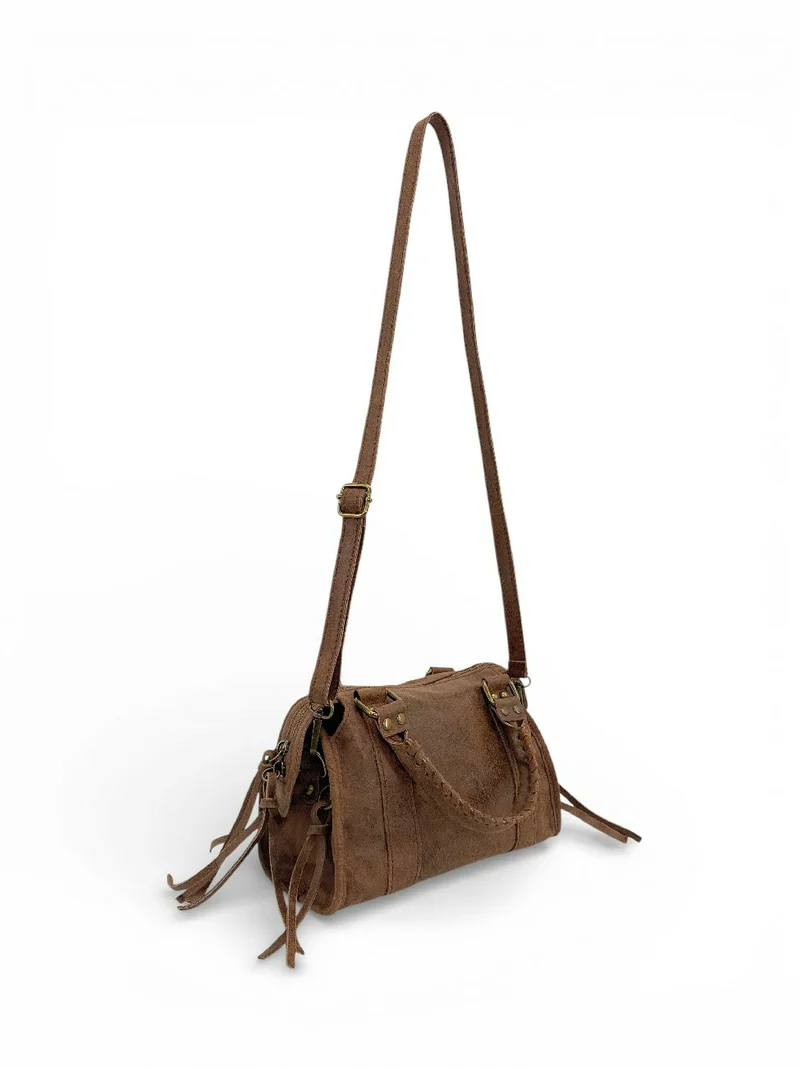 Mini-sac bowling en cuir mat brossé SANDSTORM MINI Cannelle