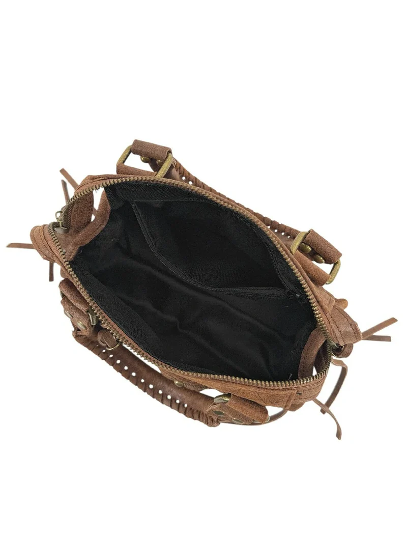 Mini-sac bowling en cuir mat brossé SANDSTORM MINI Cannelle