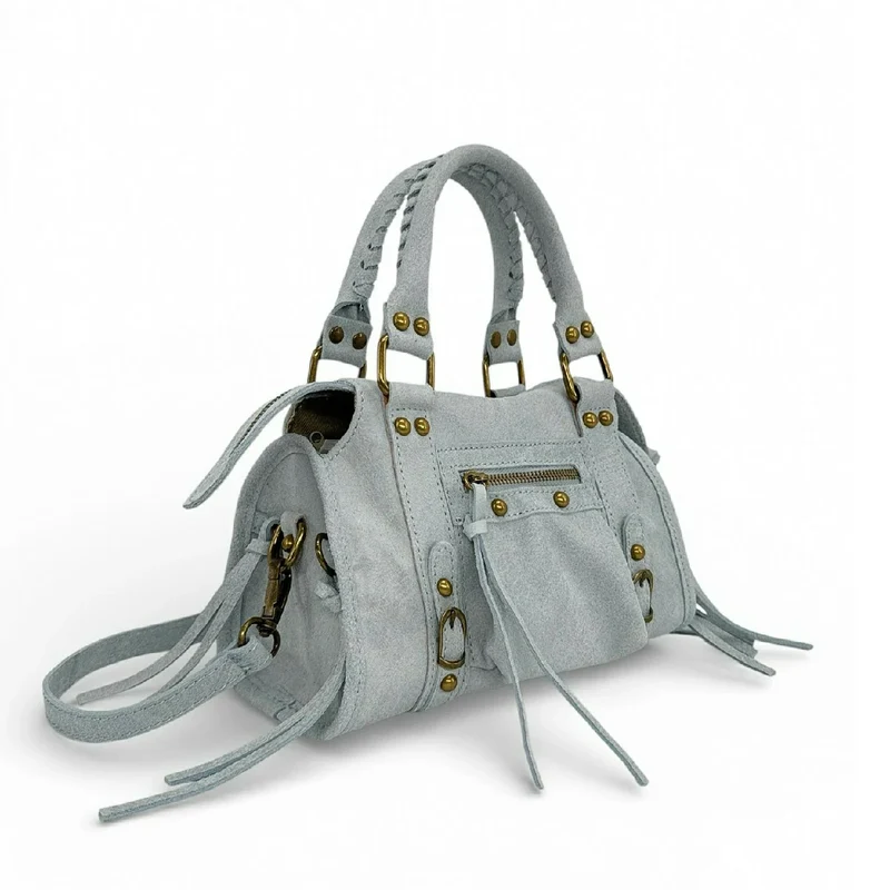 Mini-sac bowling en cuir mat brossé SANDSTORM MINI Bleu pastel