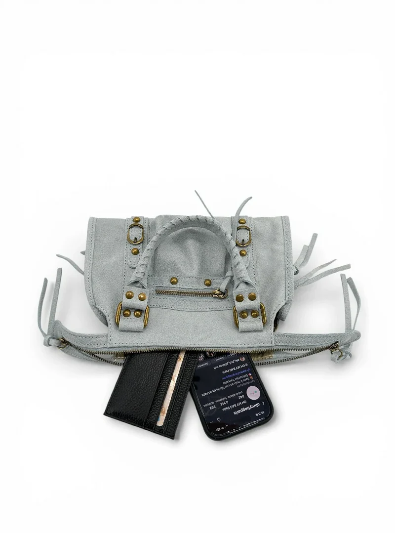 Mini-sac bowling en cuir mat brossé SANDSTORM MINI Bleu pastel