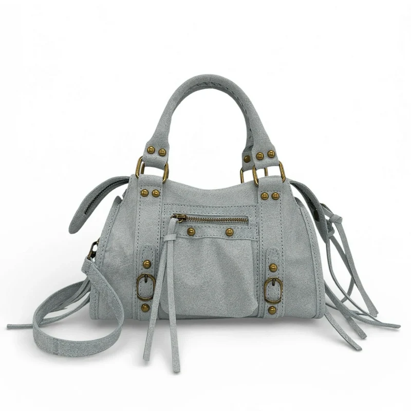 Mini-sac bowling en cuir mat brossé SANDSTORM MINI Bleu pastel