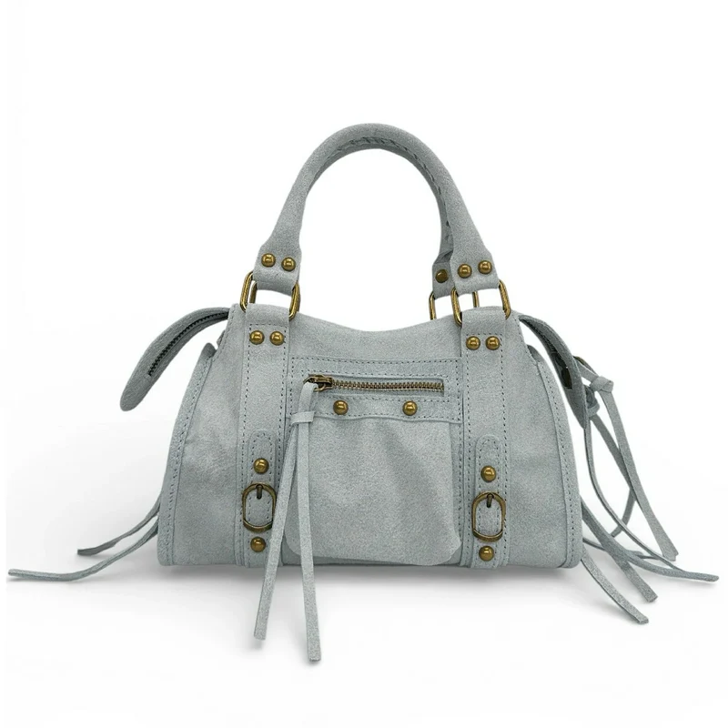 Mini-sac bowling en cuir mat brossé SANDSTORM MINI Bleu pastel