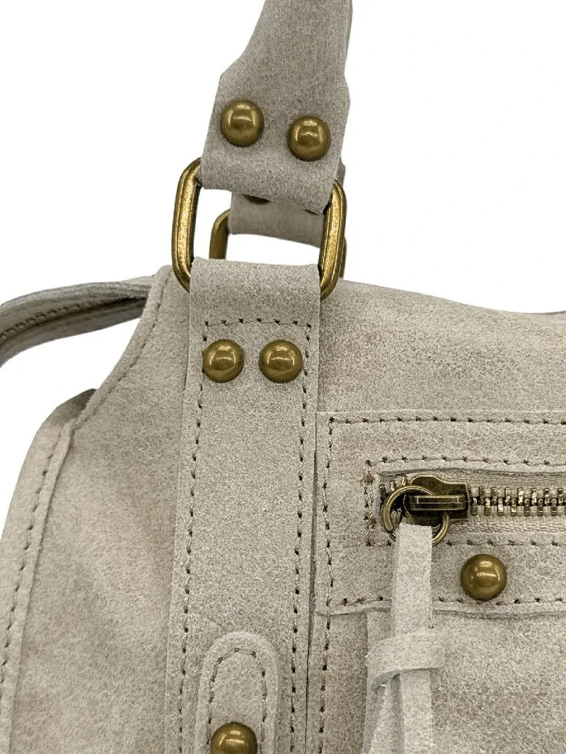 Mini-sac bowling en cuir mat brossé SANDSTORM MINI Beige crème